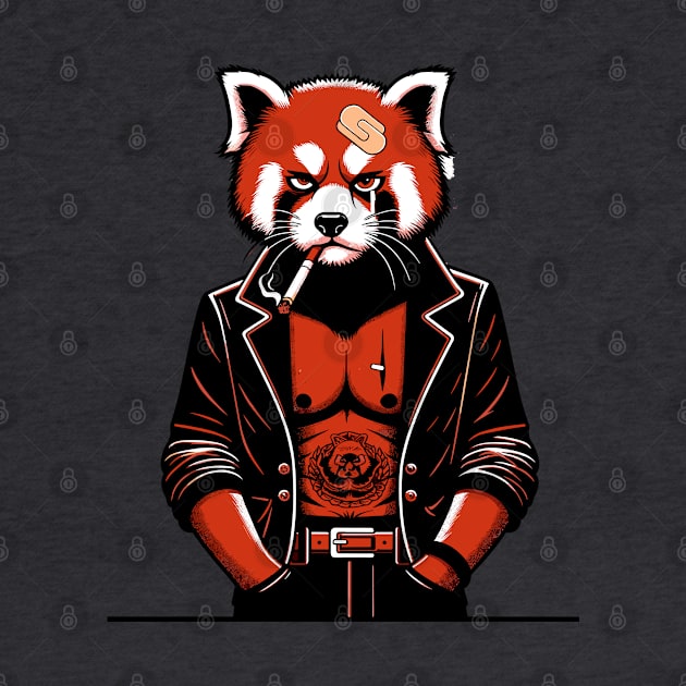 Yakuza Red panda - Tattooed & Fierce 90s Cartoon Art by TimeWarpWildlife